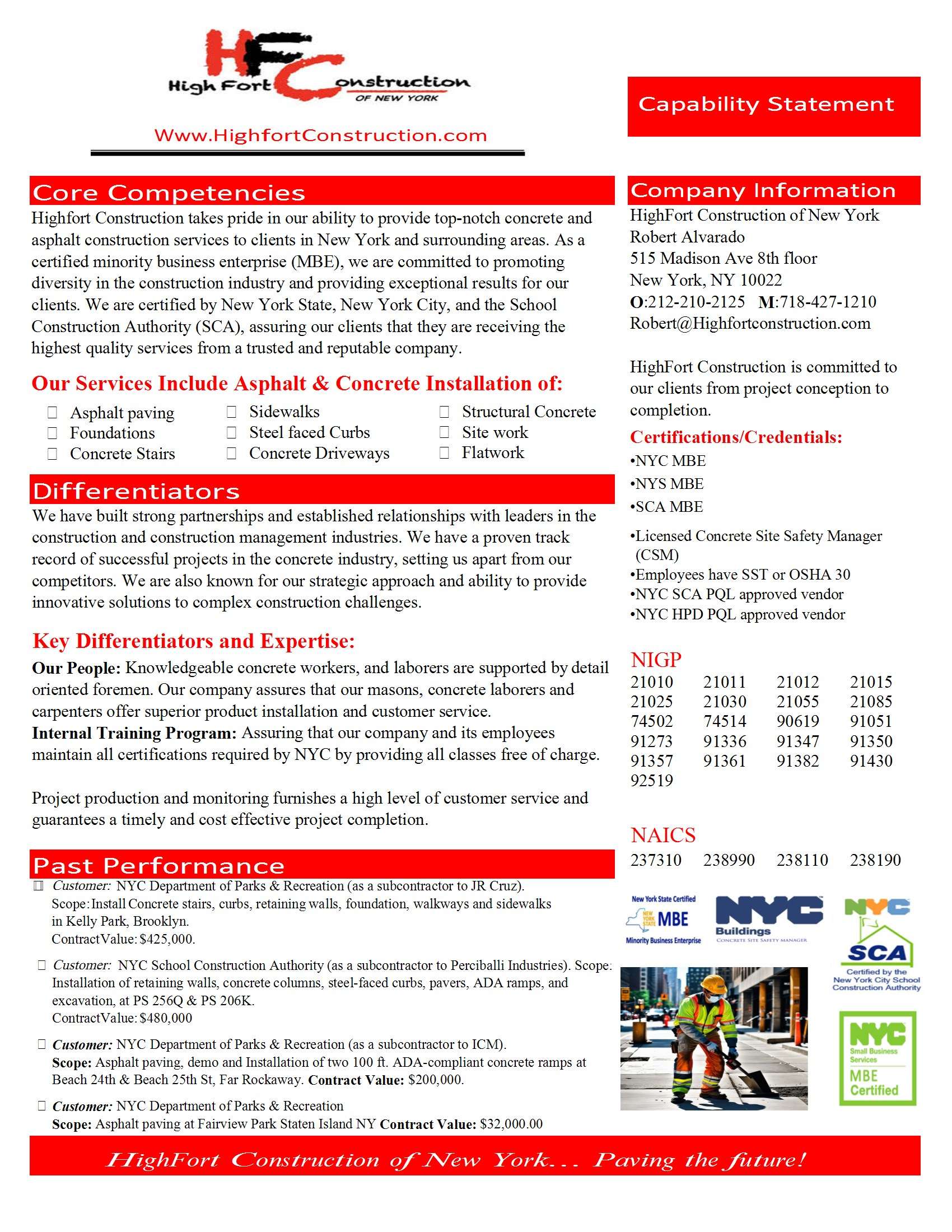 HIGHFORT CONSTRUCTION CAPABILITY STATEMENT
